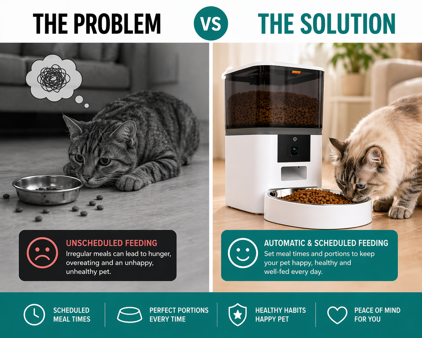 Never Miss a Meal — Smart Pet Feeder with Live Camera & Two-Way Audio