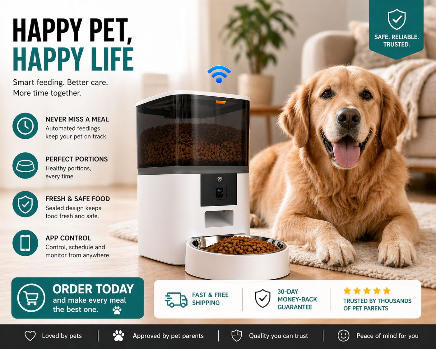 Never Miss a Meal — Smart Pet Feeder with Live Camera & Two-Way Audio