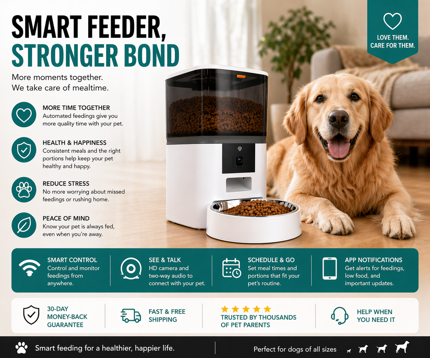 Never Miss a Meal — Smart Pet Feeder with Live Camera & Two-Way Audio