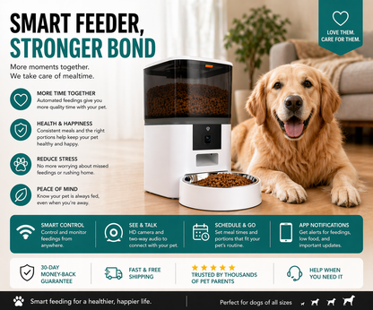 Never Miss a Meal — Smart Pet Feeder with Live Camera & Two-Way Audio